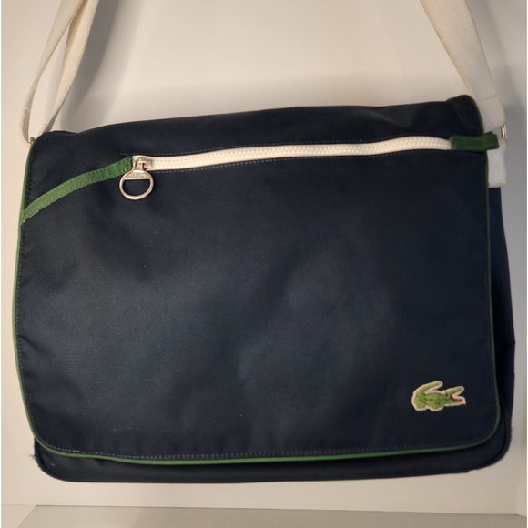 Vintage Lacoste Izod Retro Messenger Laptop Shoulder Bag Satchel Nylon - Picture 5 of 16